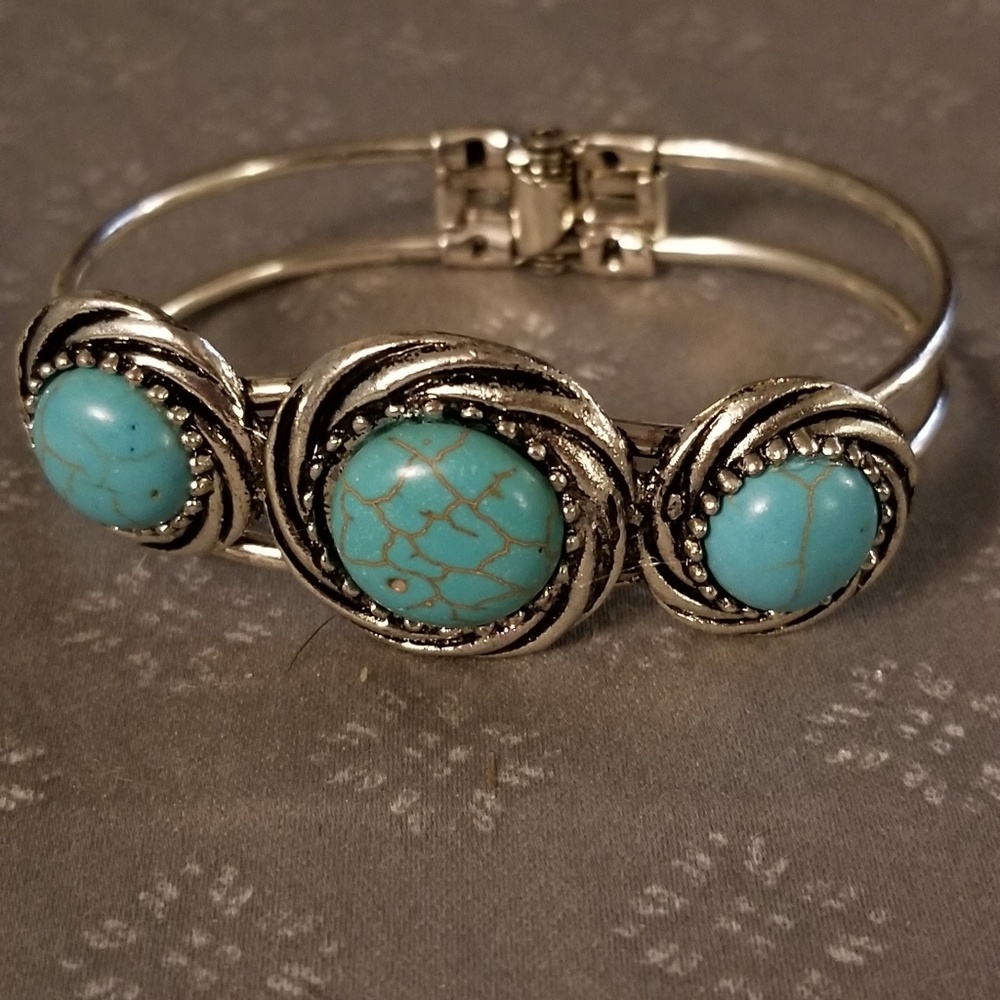 Faux Turquoise & Silver Bracelet